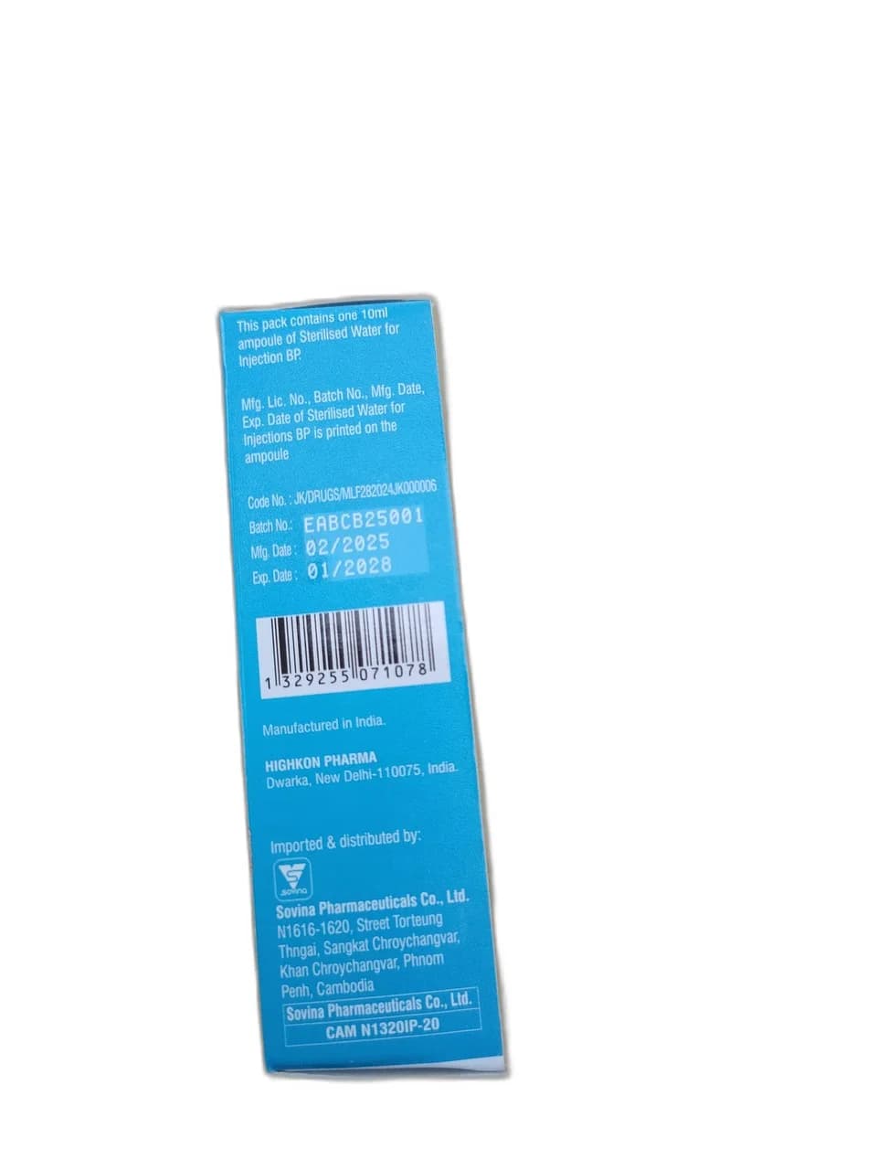 Sterilised Water for Injection BP 10ml