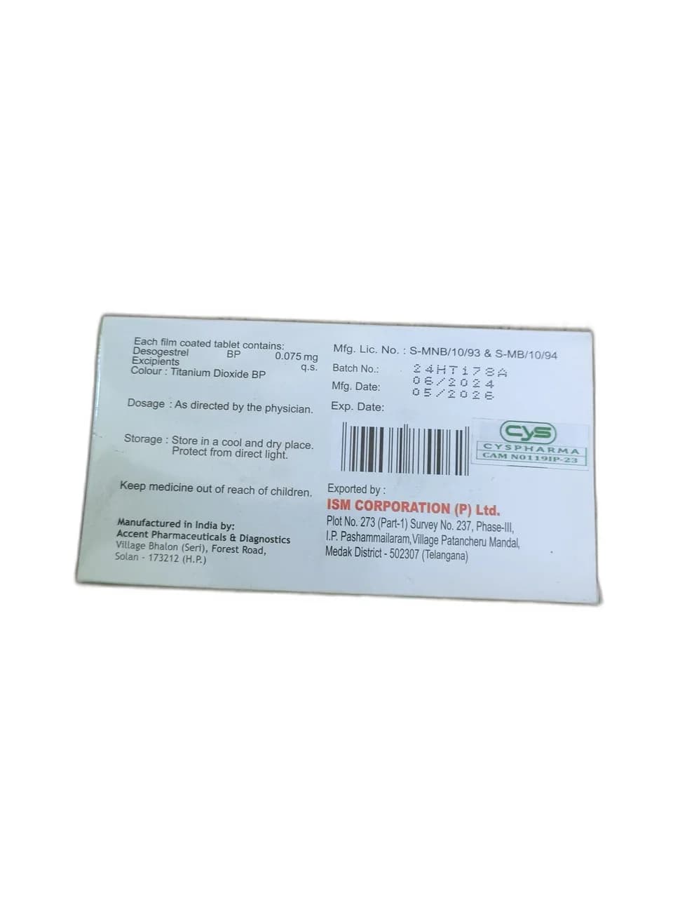 Desogestrel 0.075 mg