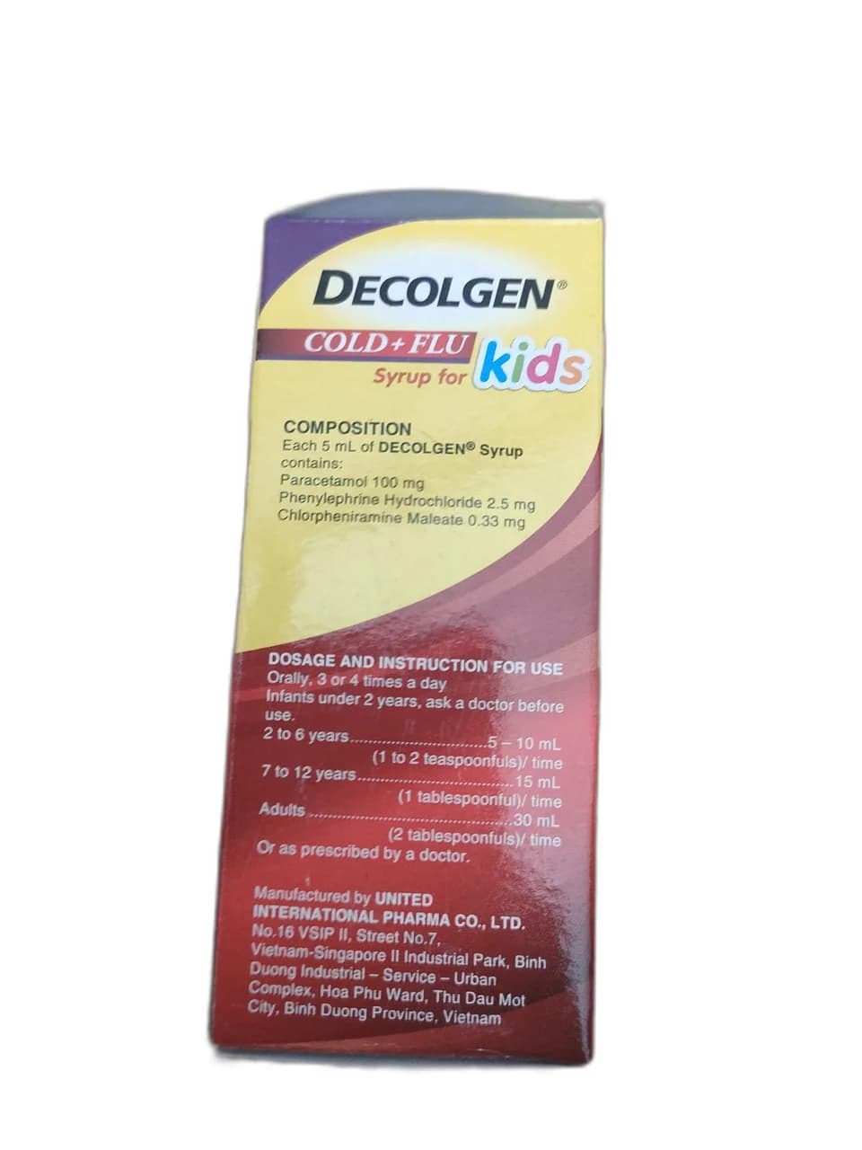 DECOLGEN COLD+FLU Syrup for kids 100mg/5ml