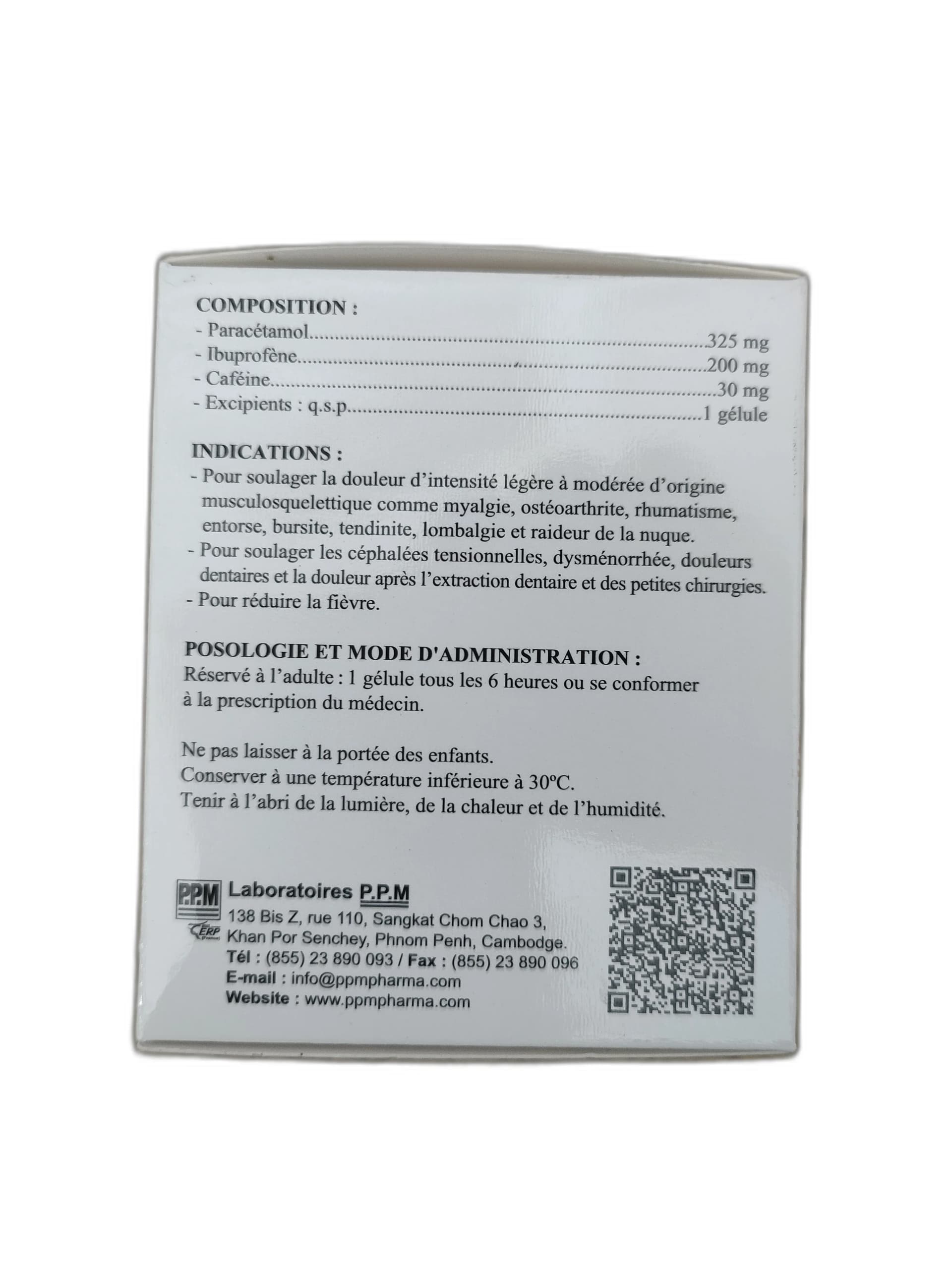 Paracétamol Ibuprofène Caféine 325mg/200mg/30mg
