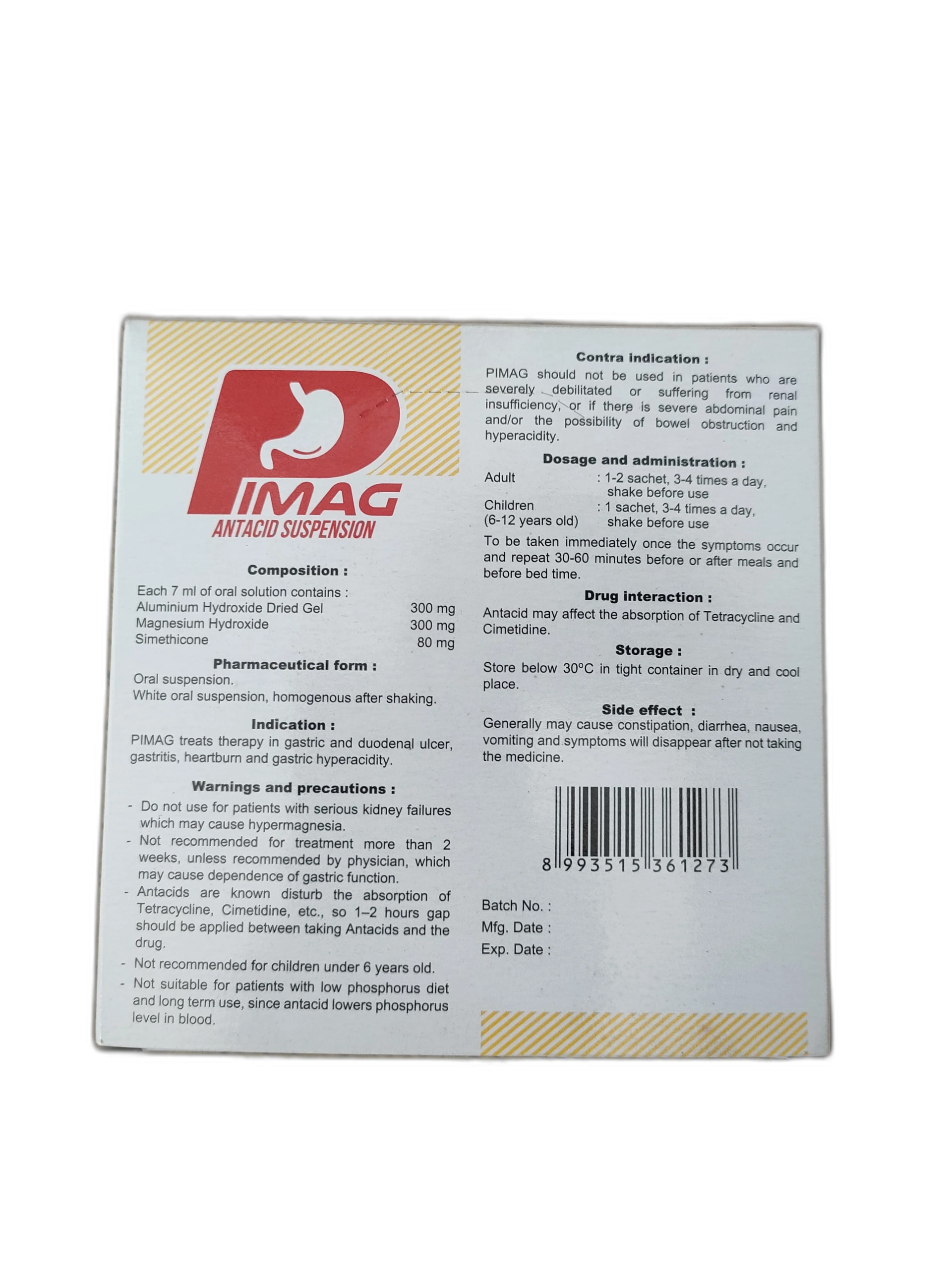 PIMAG ANTACID SUSPENSION 300mg - ឱសថស្ថាន ដារ៉ារស្មីគោកចំបក់ (Dara Raksmey Kok Chambok)