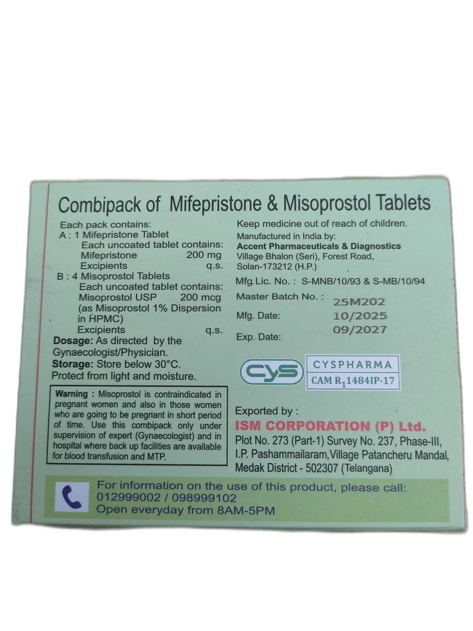 Combipack of Mifepristone & Misoprostol Tablets 200mg - ឱសថស្ថាន ដារ៉ារស្មីគោកចំបក់ (Dara Raksmey Kok Chambok)