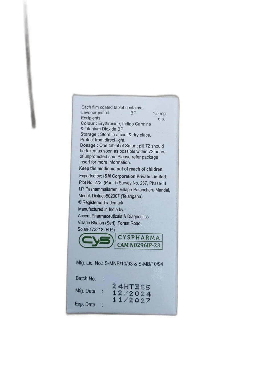 Smartt 72 1.5 mg - ឱសថស្ថាន ដារ៉ារស្មីគោកចំបក់ (Dara Raksmey Kok Chambok)